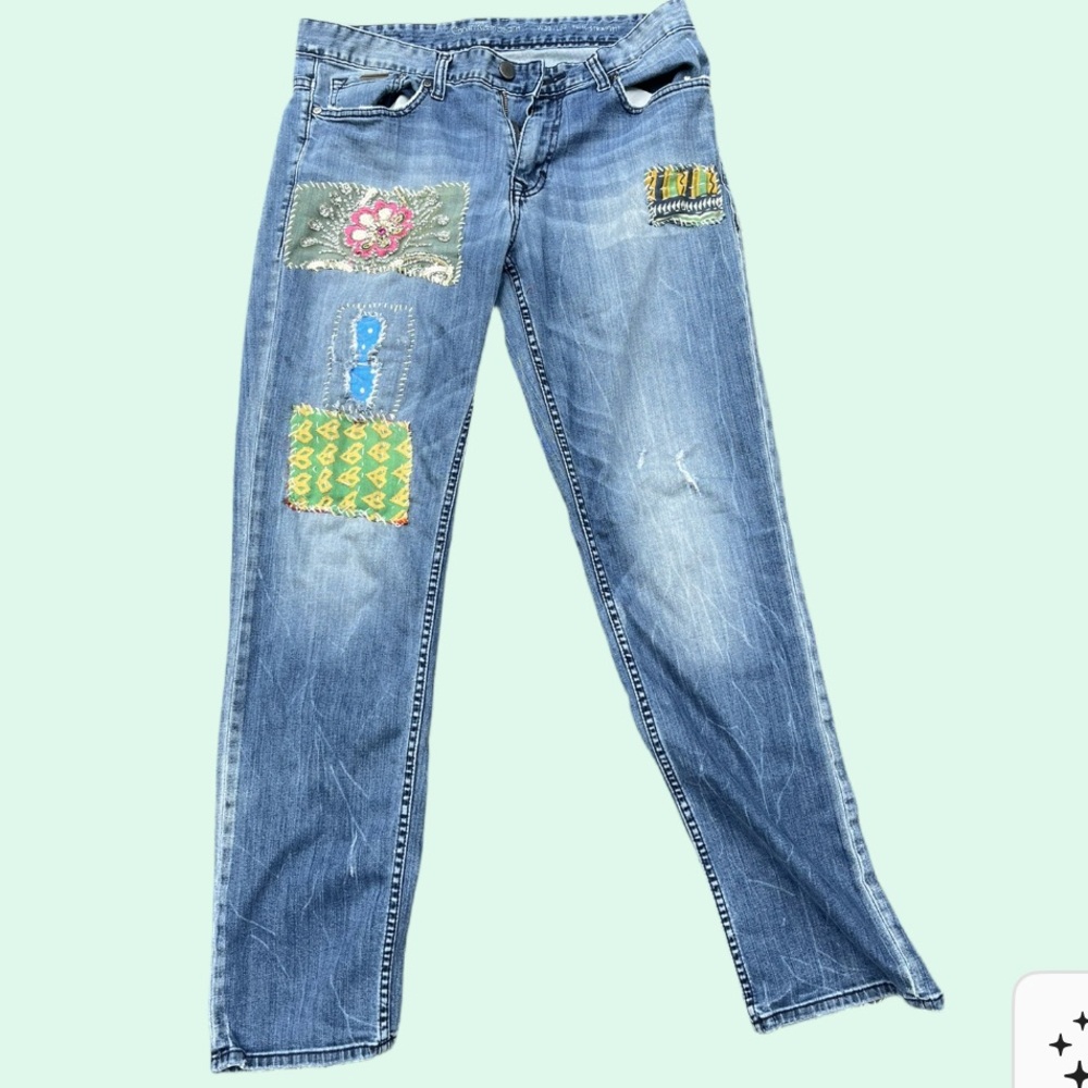 Calvin Klein Blue Patchwork Women Jeans